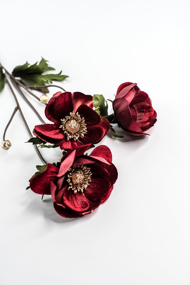 Red Glamour Velvet Anemone Spray - 29" - Greenery MarketXF660R