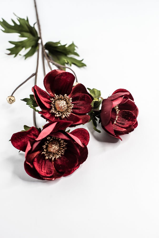 Red Glamour Velvet Anemone Spray - 29" - Greenery MarketXF660R