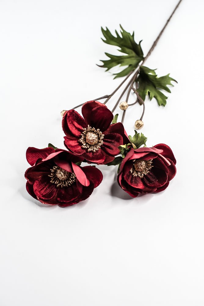 Red Glamour Velvet Anemone Spray - 29" - Greenery MarketXF660R
