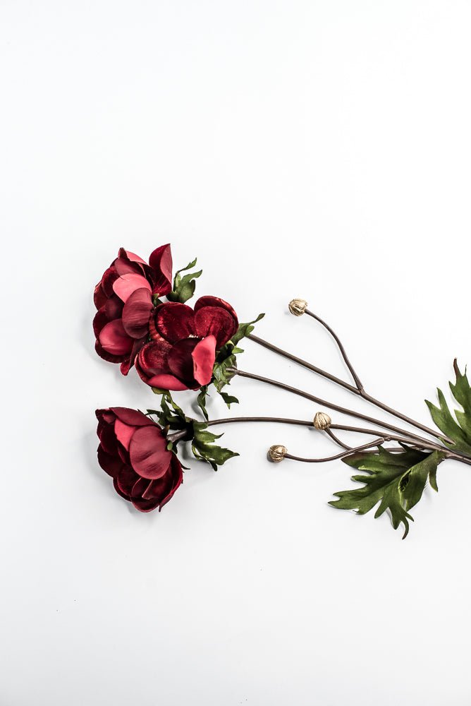 Red Glamour Velvet Anemone Spray - 29" - Greenery MarketXF660R