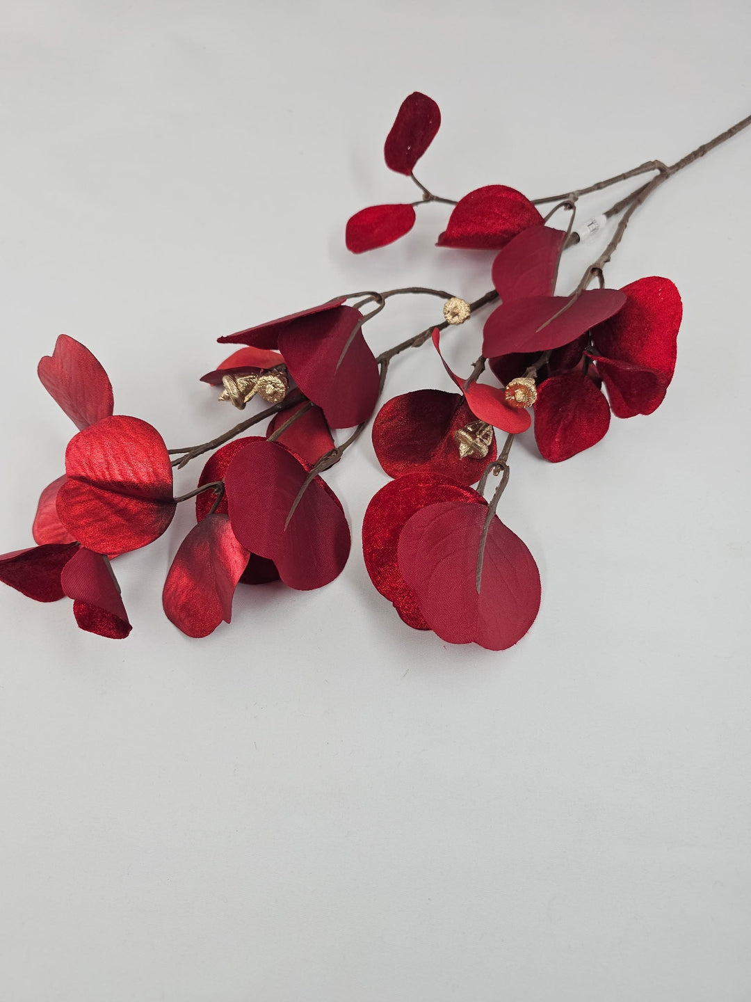 Red Glamour Velvet Eucalyptus Spray - 32" - Greenery MarketXF663R