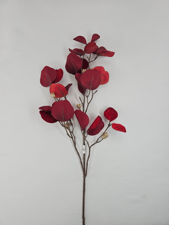 Red Glamour Velvet Eucalyptus Spray - 32" - Greenery MarketXF663R