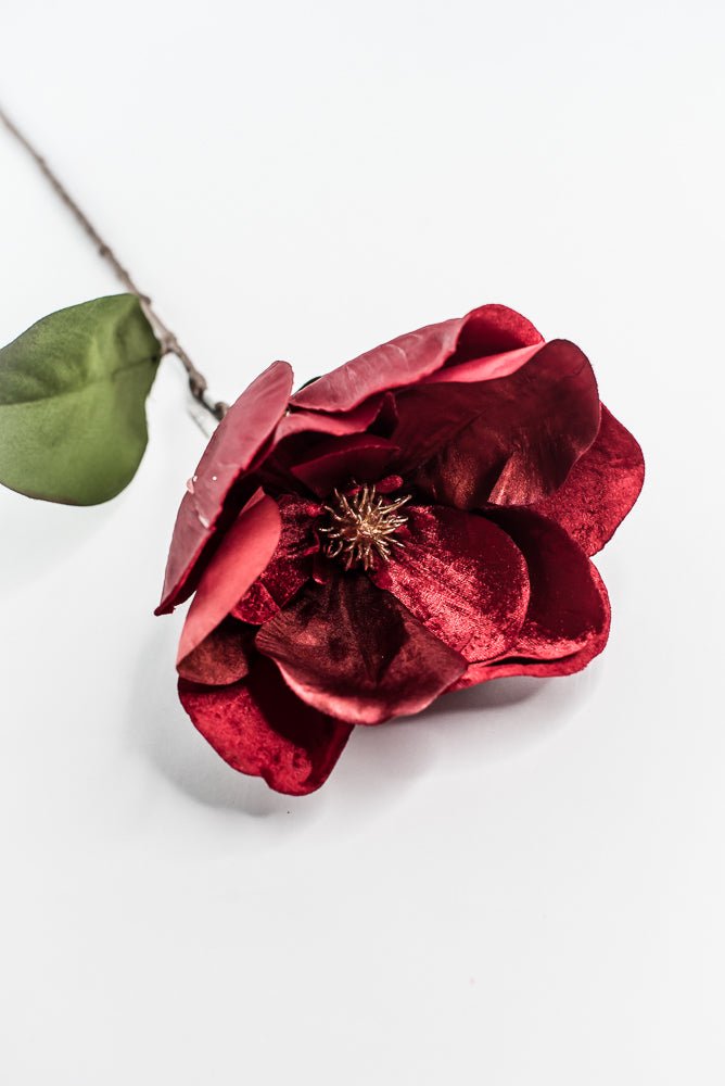 Red Glamour Velvet Magnolia Spray - 29" - Greenery MarketXF662R