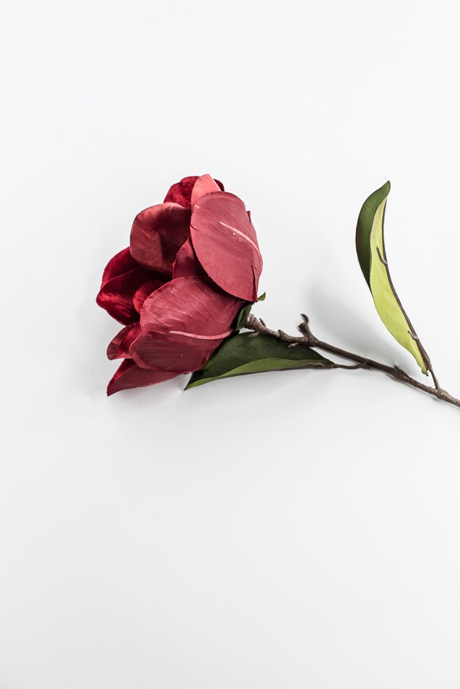 Red Glamour Velvet Magnolia Spray - 29" - Greenery MarketXF662R