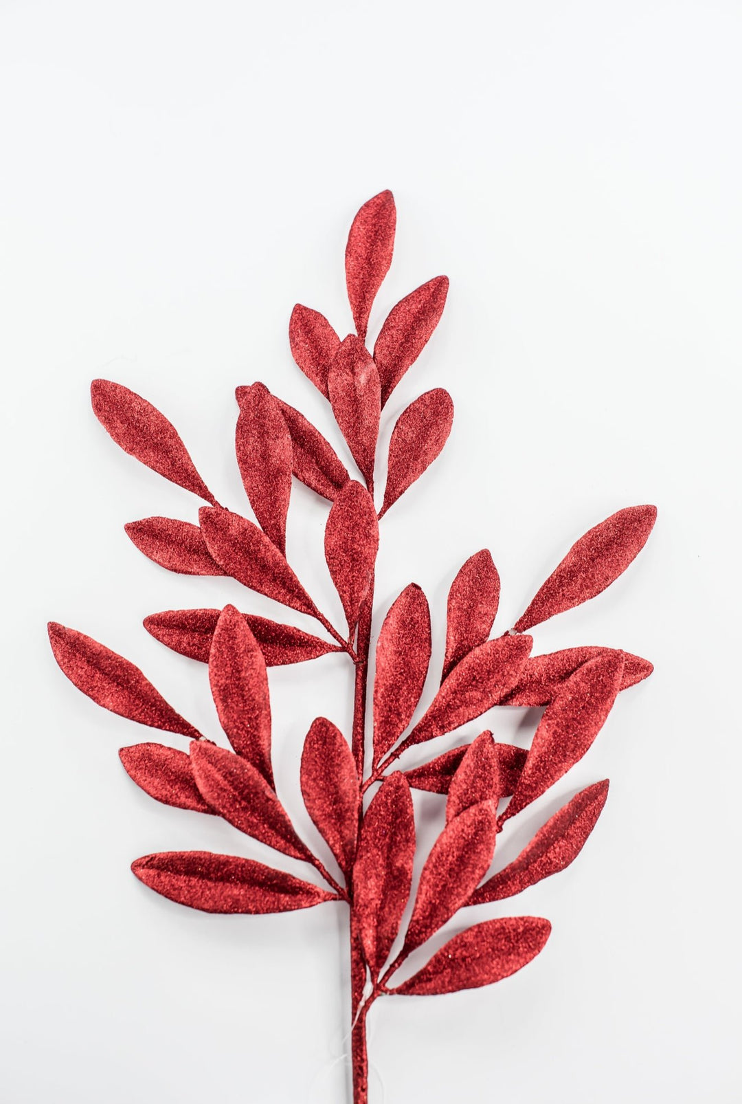 Red Glitter Laurel Leaves Spray - Greenery Market86483RD