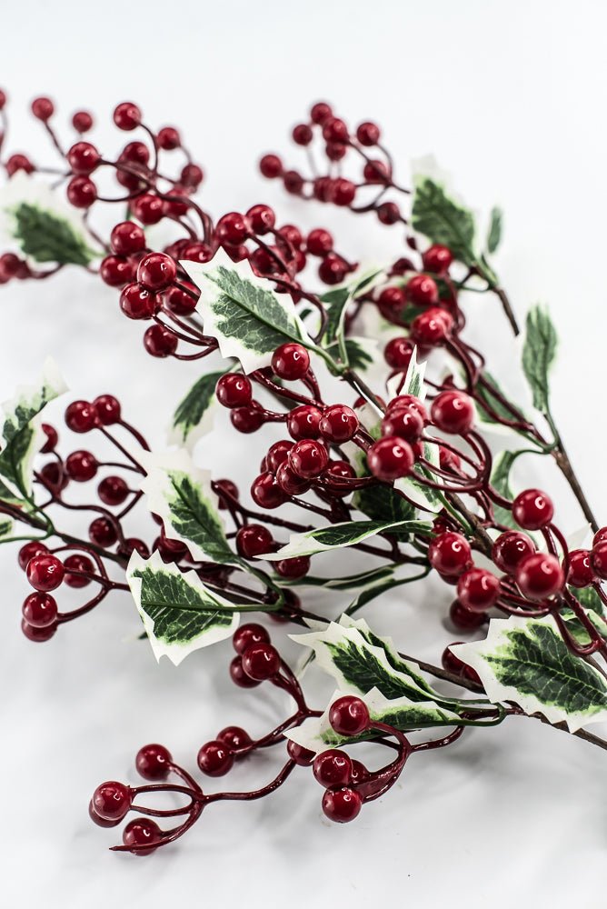 Red & Green Berry With Holly Leaf Spray - 34" - Greenery MarketXB645RG