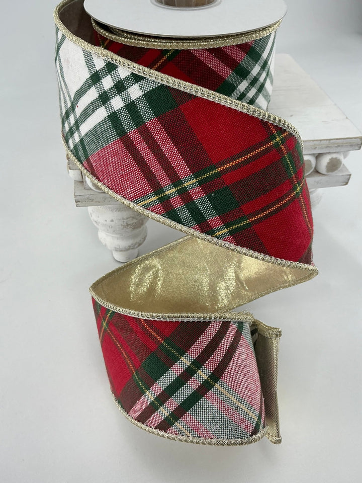 Red green holiday plaid ribbon - 2.5” - Greenery MarketWired ribbonMTX72727 RDGW
