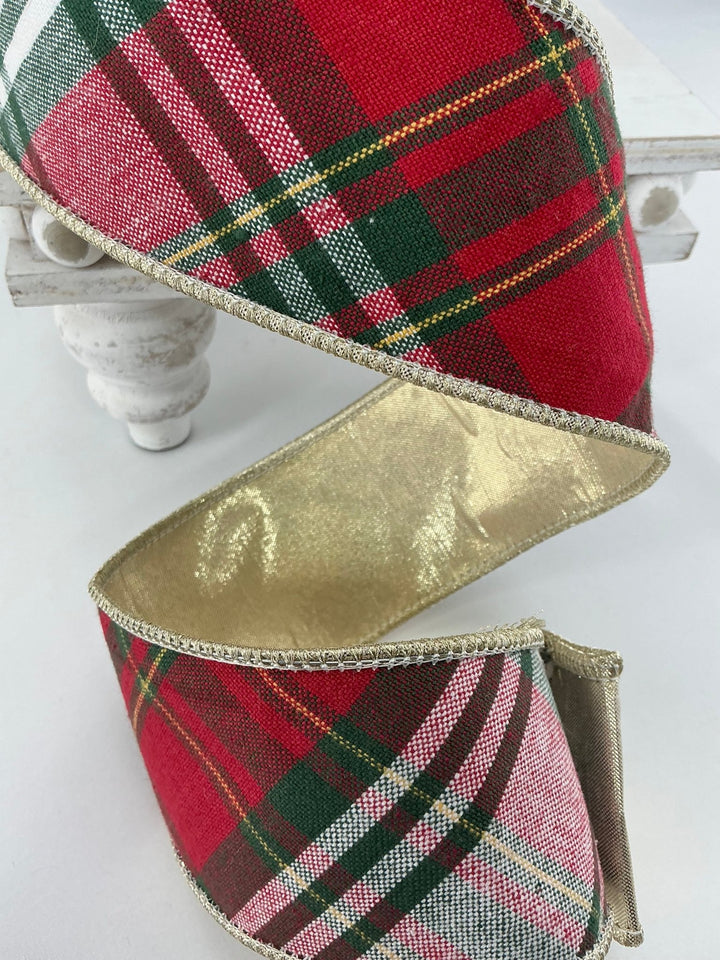 Red green holiday plaid ribbon - 2.5” - Greenery MarketWired ribbonMTX72727 RDGW