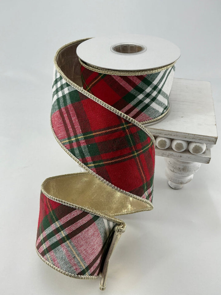 Red green holiday plaid ribbon - 2.5” - Greenery MarketWired ribbonMTX72727 RDGW