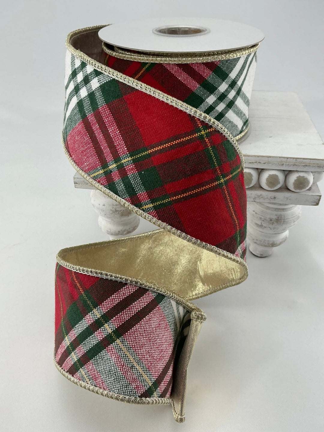 Red green holiday plaid ribbon - 2.5” - Greenery MarketWired ribbonMTX72727 RDGW