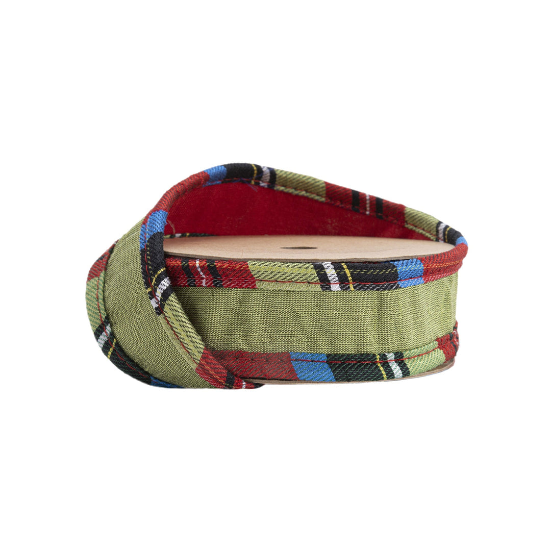 Red & Green Wired Reversible Dupioni Ribbon - 1" - Greenery Market6915W - 250 - 25E