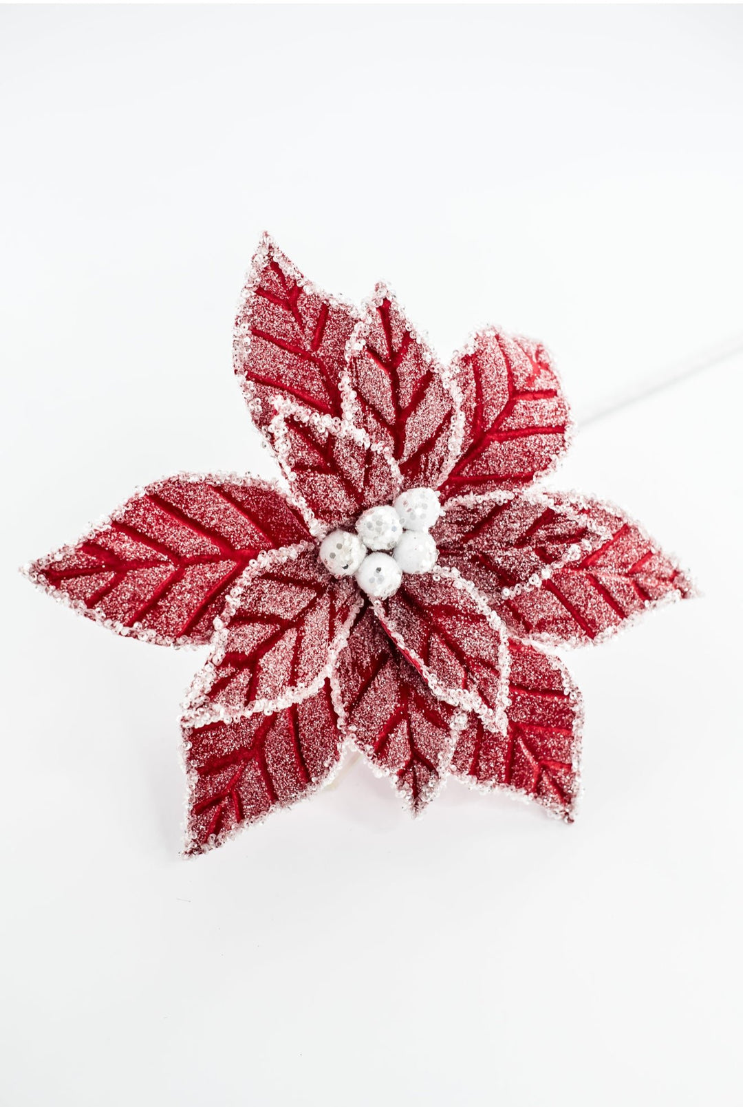 Red Icy Poinsettia Stem - Greenery Market86335RD