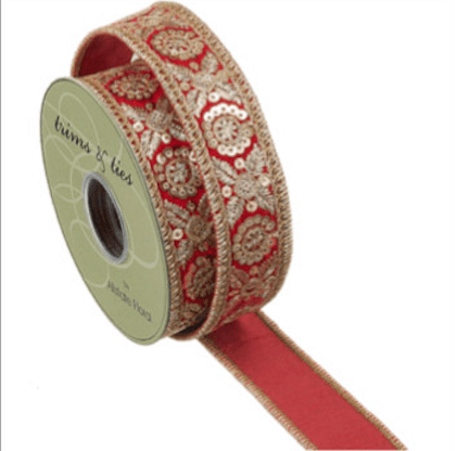 Red Jewel Trim Velvet Wired Ribbon - 1.5" - Greenery MarketRV2734-RE