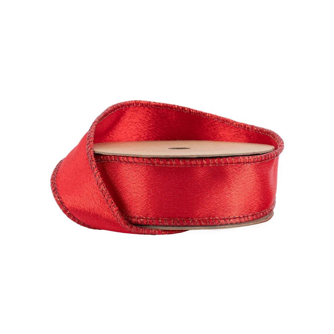 Red Shimmer Satin Wired Ribbon - 1" - Greenery Market2300W - 250 - 25E