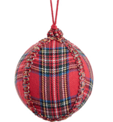 Red Tartan Plaid Ball Ornament - 5" - Greenery MarketXM6305 - RE/MX