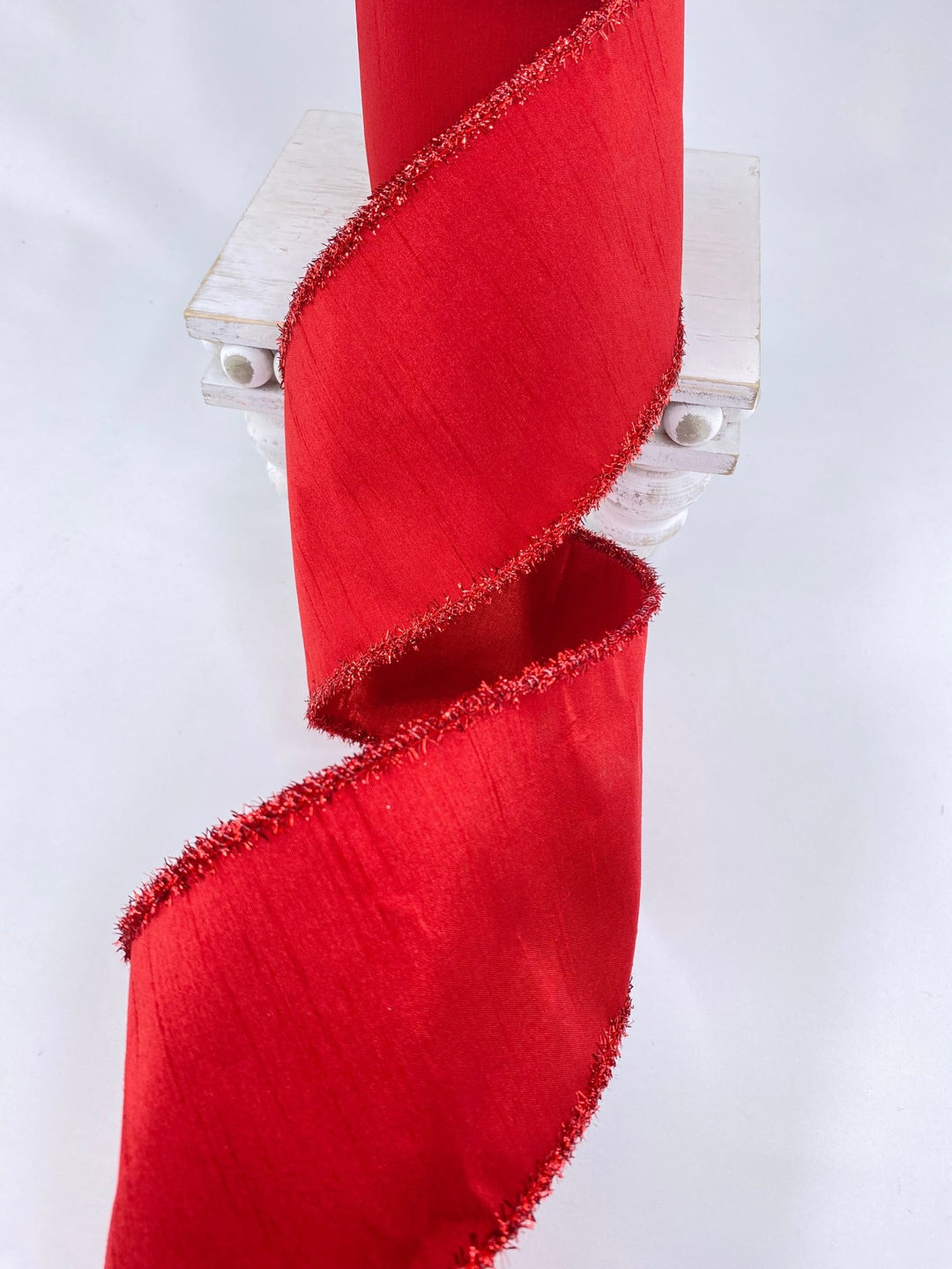 Red tinsel edge wired ribbon - 4” - Greenery MarketWired ribbon179735