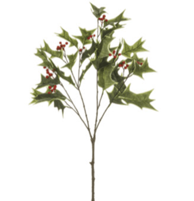 Red Variegated Holly Spray With Berries - 31" - Greenery MarketXHS530 - VG/RE
