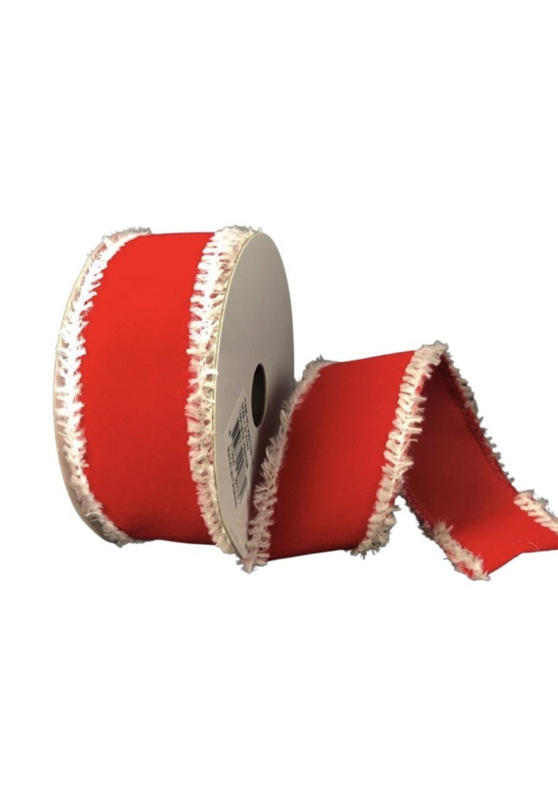 Red velvet fluffy edge Wired ribbon, 1.5" - Greenery MarketWired ribbonX921709 - 12