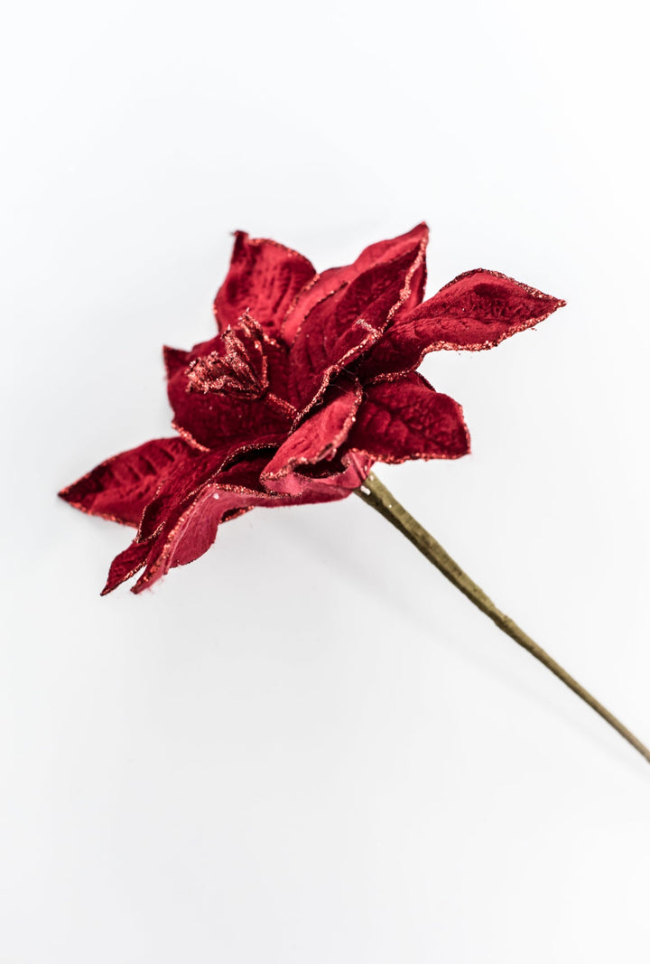 Red velvet poinsettia pick - Greenery MarketChristmas84825RD