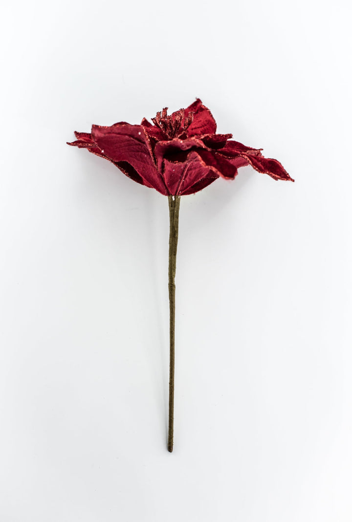 Red velvet poinsettia pick - Greenery MarketChristmas84825RD