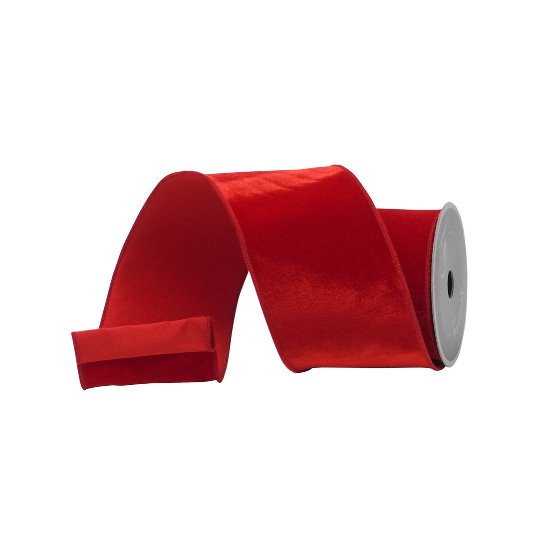 Red Velveteen Farrisilk Ribbon - 4" - Greenery MarketRS269 - 02