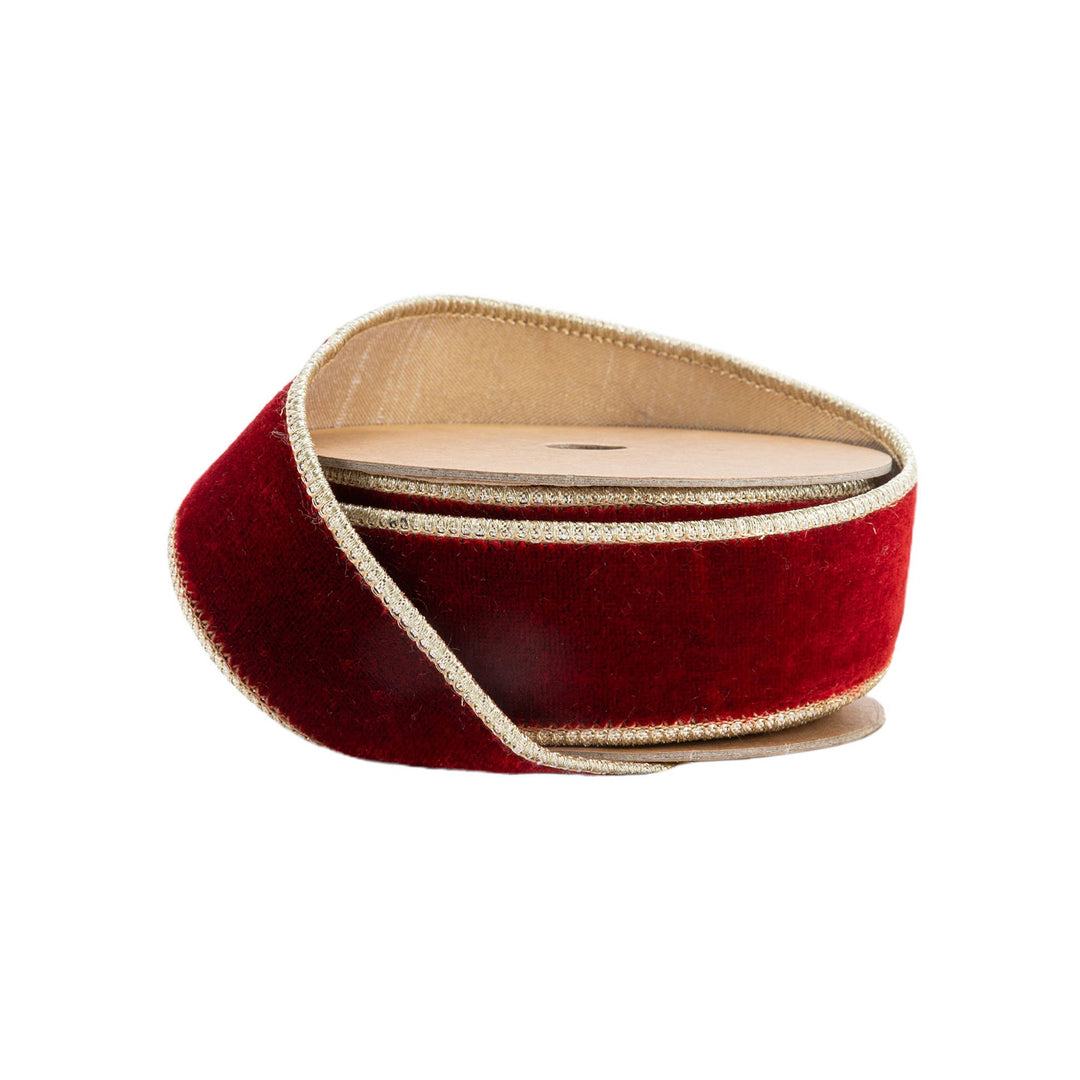 Red Wired Premium Velvet Ribbon - 1.5" - Greenery Market7416W - 260 - 25E