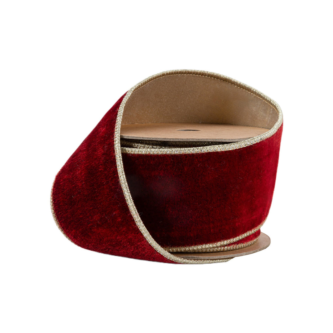Red Wired Premium Velvet Ribbon - 2.5" - Greenery Market7416W - 260 - 63E