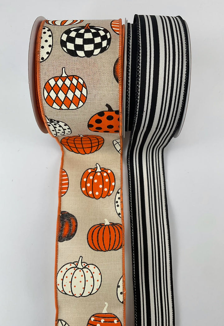 Ribbon bow bundle - patterned pumpkins x 2 - Greenery MarketRibbons & TrimPatternpumpx2
