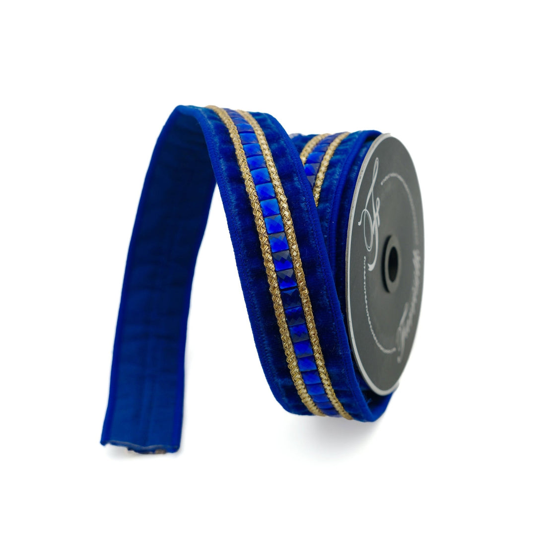 Royal Blue Gemstones Farrisilk Wired Ribbon - 1.5" - Greenery MarketRG250 - 26