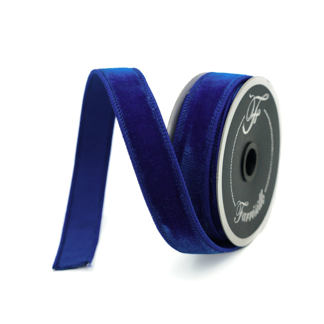 Royal Blue Velvet Farrisilk Wired Ribbon - 1" - Greenery MarketRibbons & TrimRG008 - 26