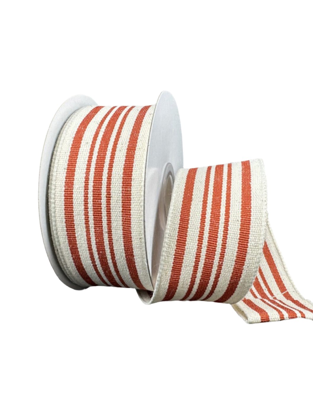 Rust and cream canvas stripe wired ribbon 1.5” - Greenery MarketWired ribbon6700109 - 31