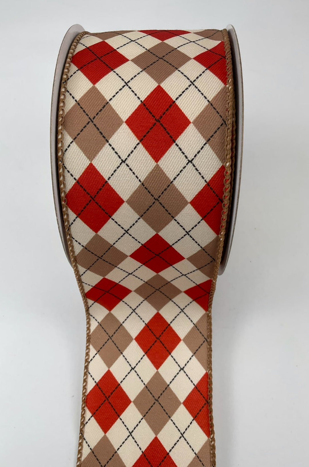 Rust and cream plaid wired ribbon 2.5” - Greenery MarketRibbons & Trim180483