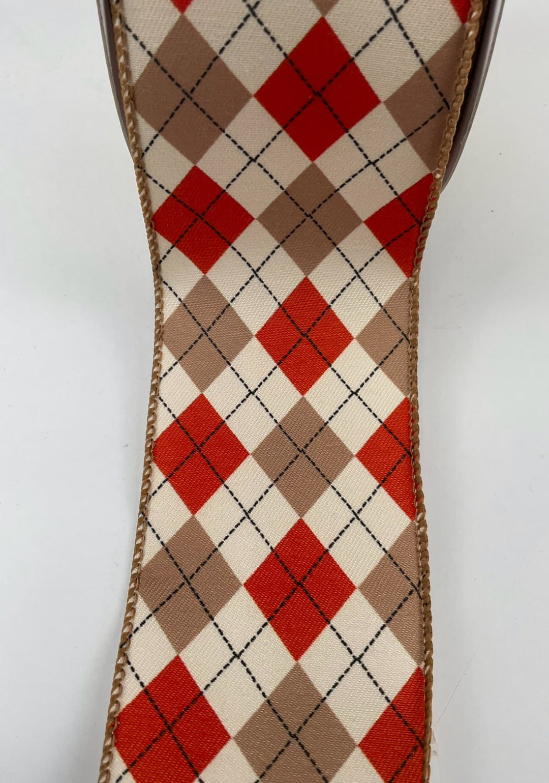 Rust and cream plaid wired ribbon 2.5” - Greenery MarketRibbons & Trim180483