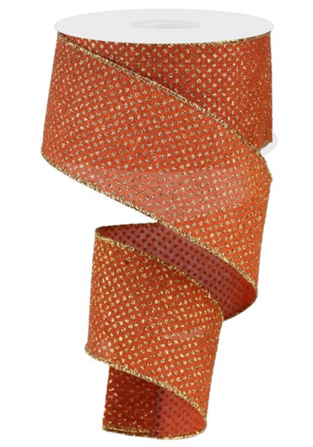 Rust and gold glittered micro dots on royal 2.5” - Greenery MarketWired ribbonRGA1732NH
