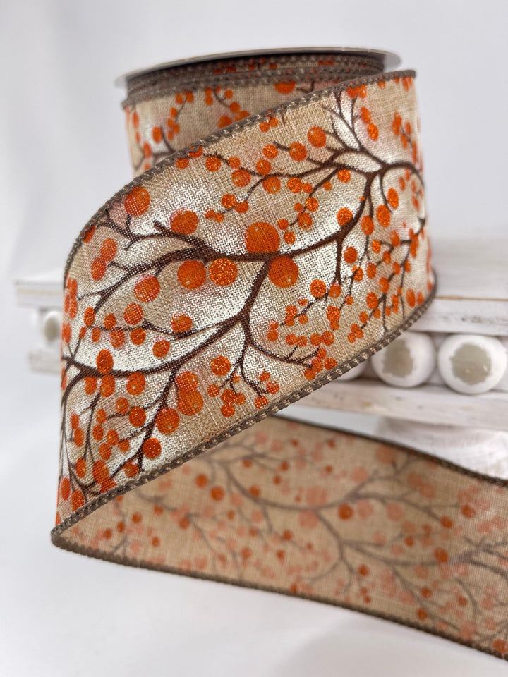 Rust Berry natural wired ribbon 2.5” - Greenery MarketRibbons & Trim179522