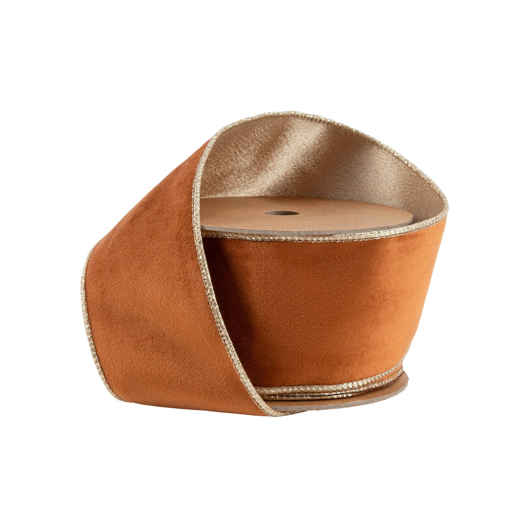 Rust & Gold Reversible Classic Velvet Wired Ribbon - 2.5" - Greenery Market7115W - 785 - 63E