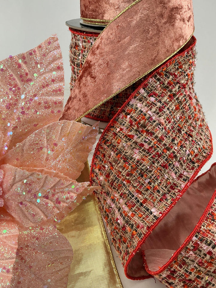 Rust tweed wired ribbon 4” - Greenery MarketRibbons & Trim138139