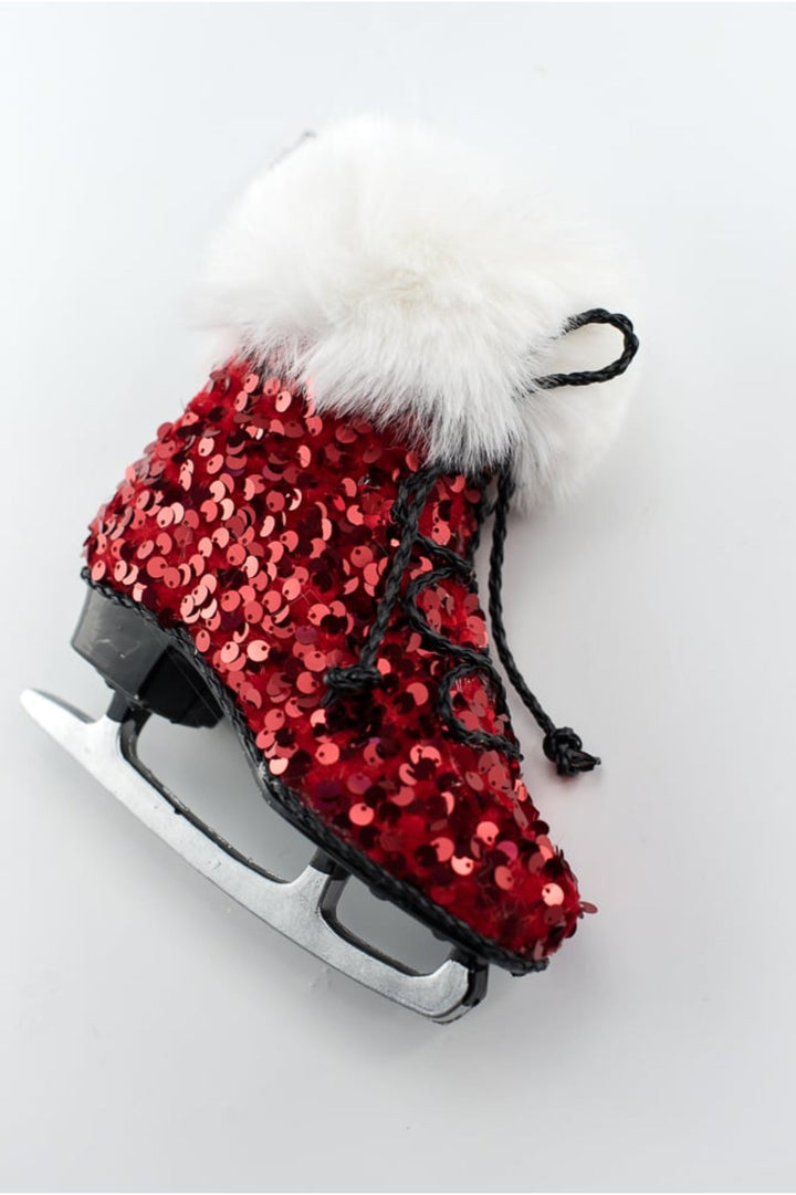 Sequin ice skate ornament - 6.75” - Greenery Market40115