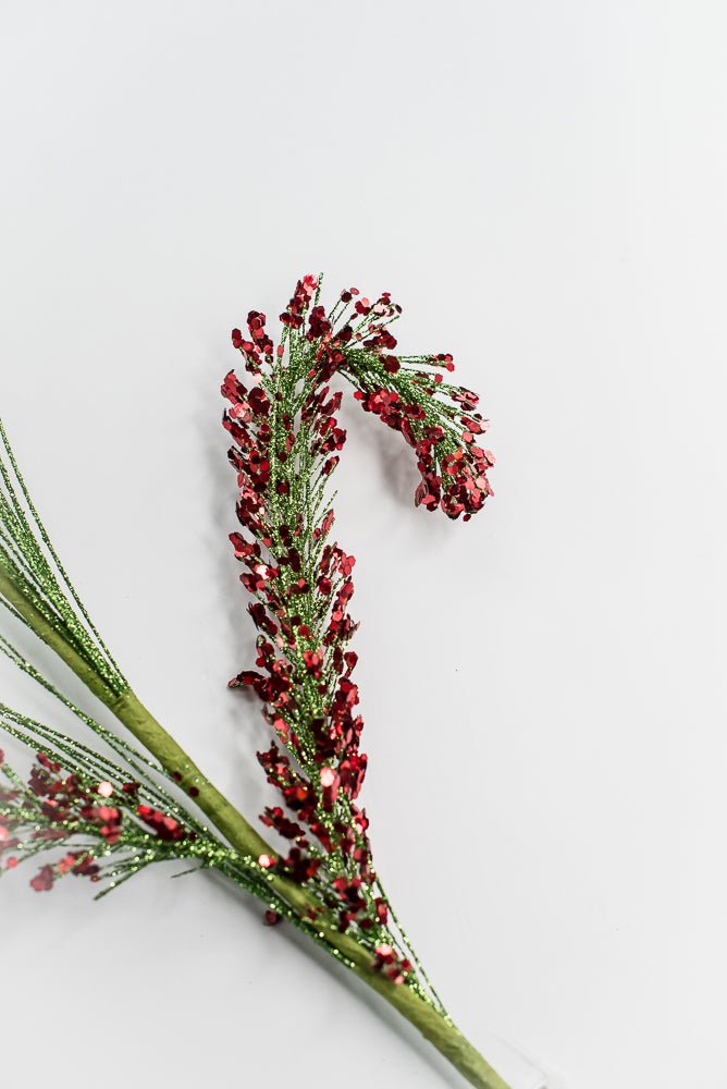 Sequin Red And Green Spiral Spray - Greenery Market65317