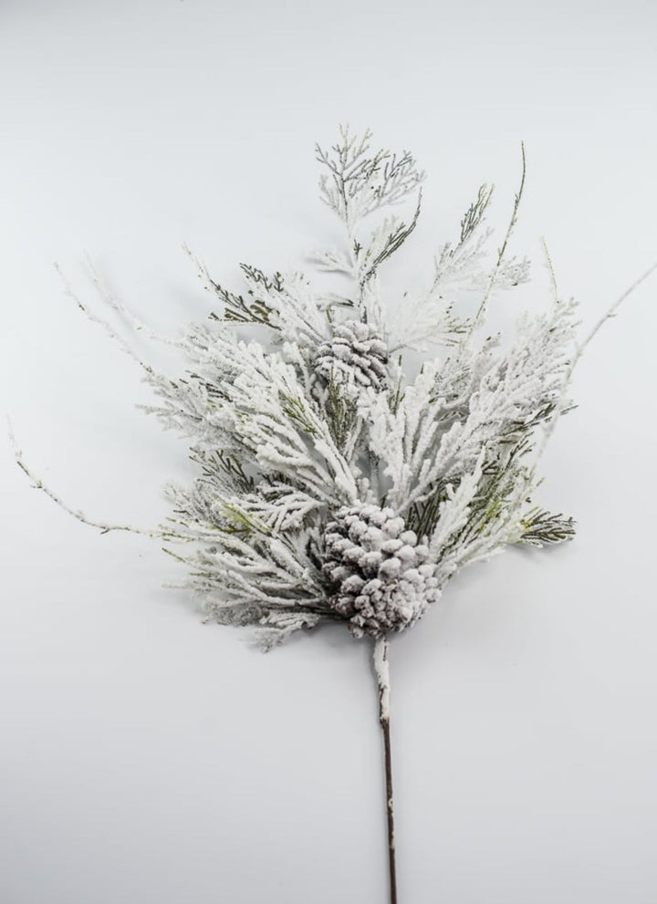 Snowy cedar and pine cone spray - Greenery MarketArtificial Flora82886