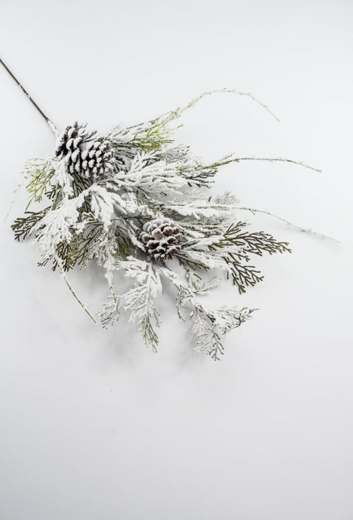 Snowy cedar and pine cone spray - Greenery MarketArtificial Flora82886