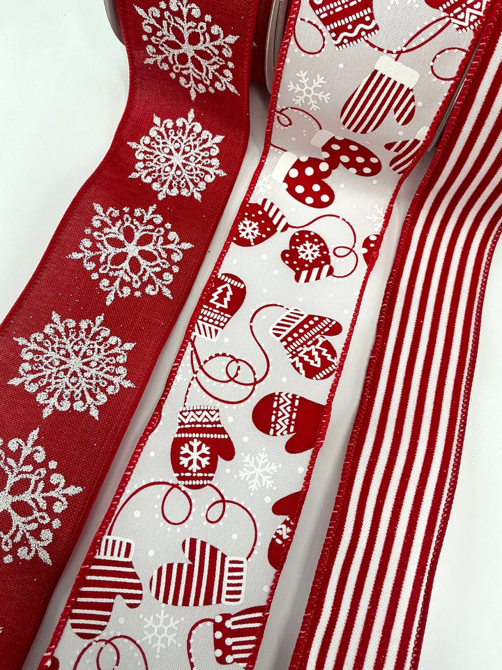 Snowy mittens bow bundle x 3 ribbons - Greenery MarketRibbons & TrimMittensx3