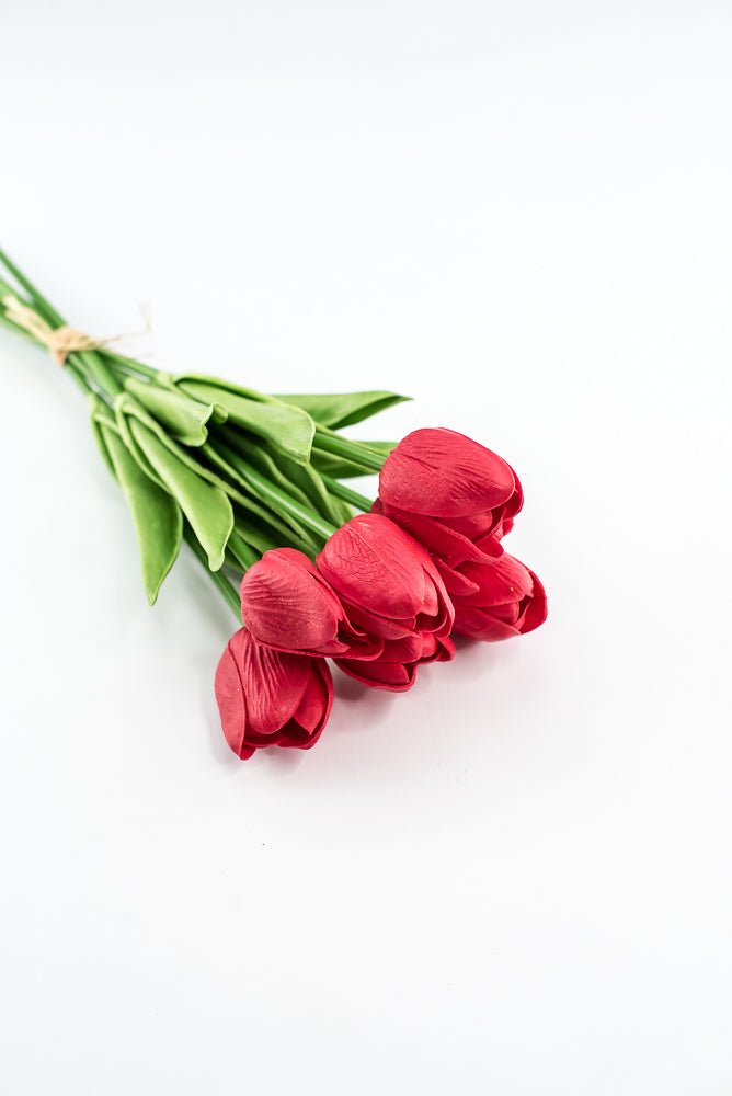 Soft touch, life like, red tulip bundle - Greenery Market2260017RD