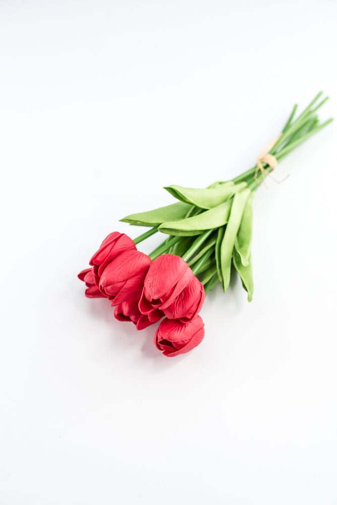 Soft touch, life like, red tulip bundle - Greenery Market2260017RD