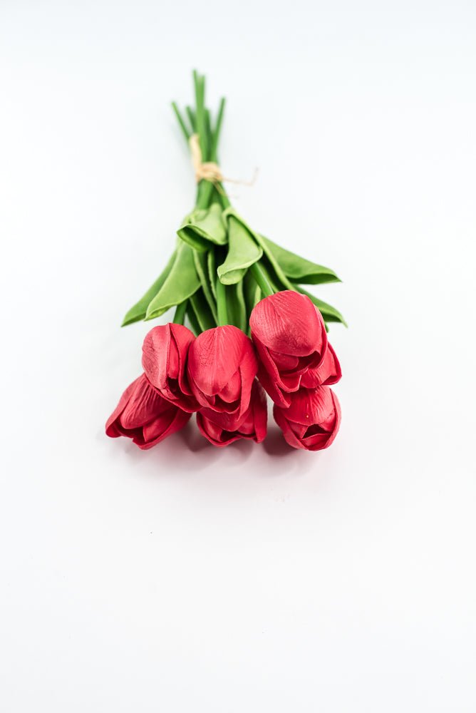 Soft touch, life like, red tulip bundle - Greenery Market2260017RD