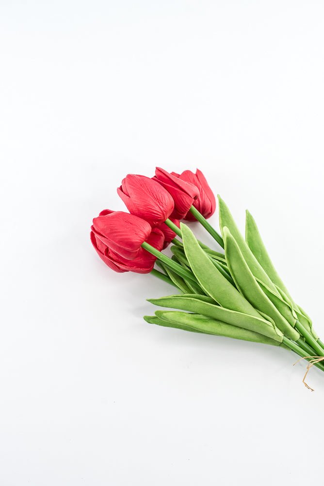 Soft touch, life like, red tulip bundle - Greenery Market2260017RD