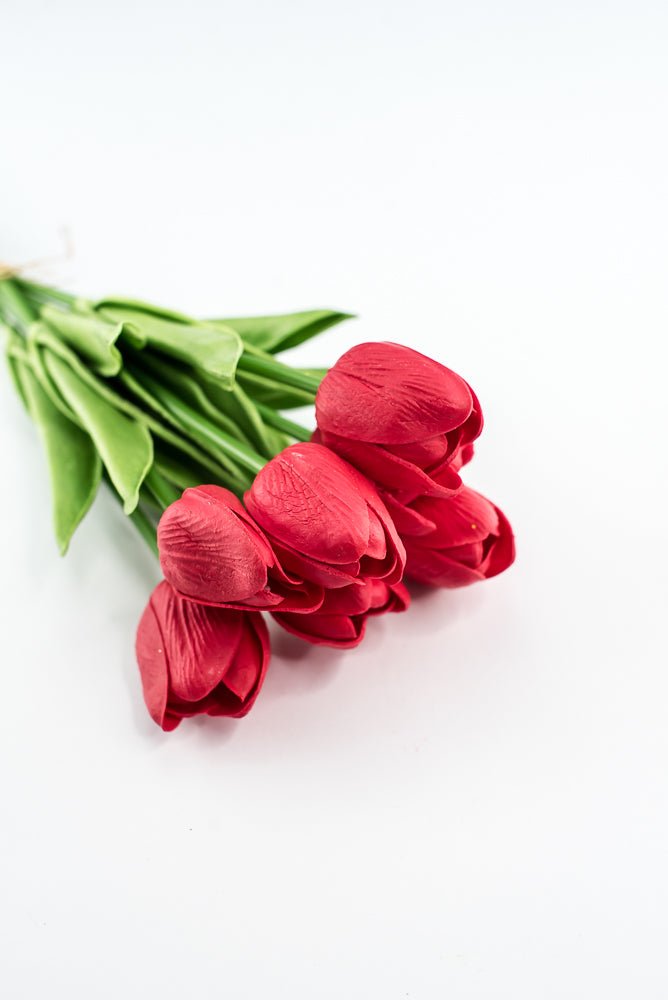 Soft touch, life like, red tulip bundle - Greenery Market2260017RD