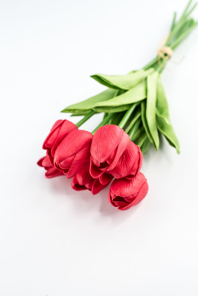 Soft touch, life like, red tulip bundle - Greenery Market2260017RD