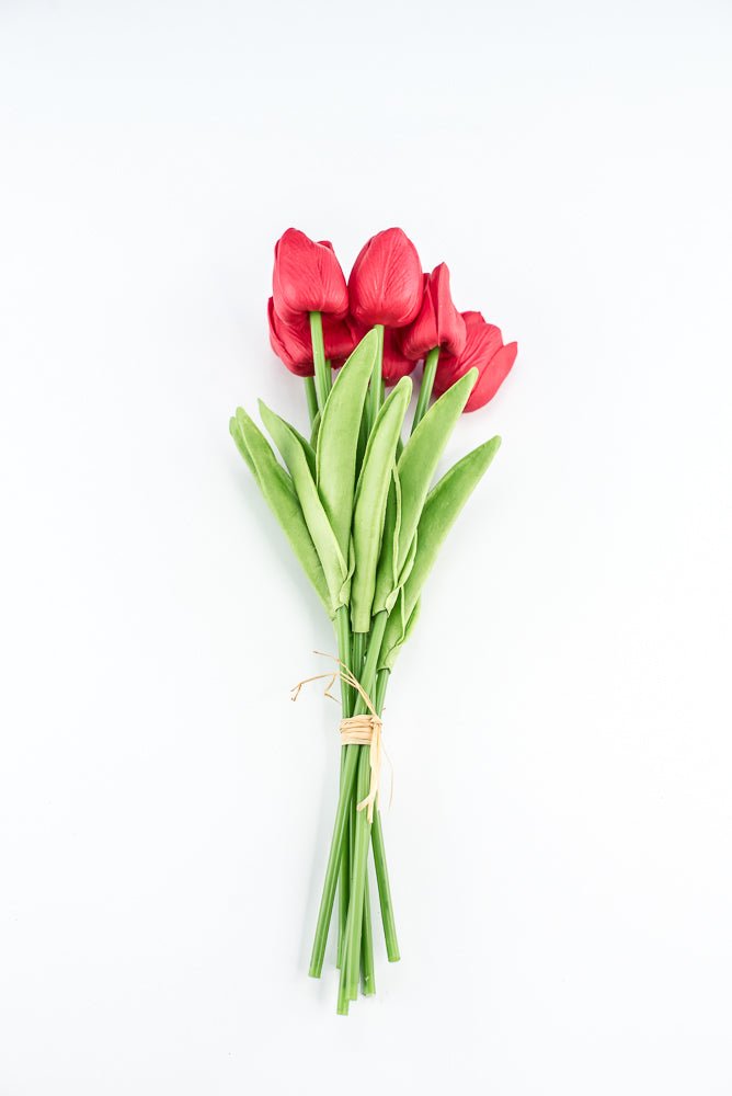 Soft touch, life like, red tulip bundle - Greenery Market2260017RD