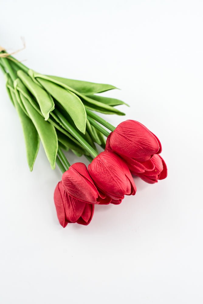 Soft touch, life like, red tulip bundle - Greenery Market2260017RD